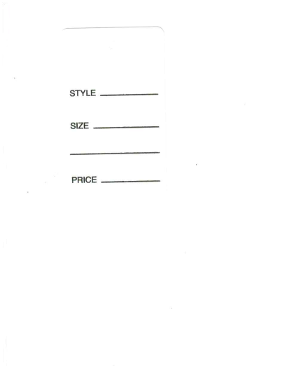 LARGE WHITE UNSTRUNG 1 PART TAG