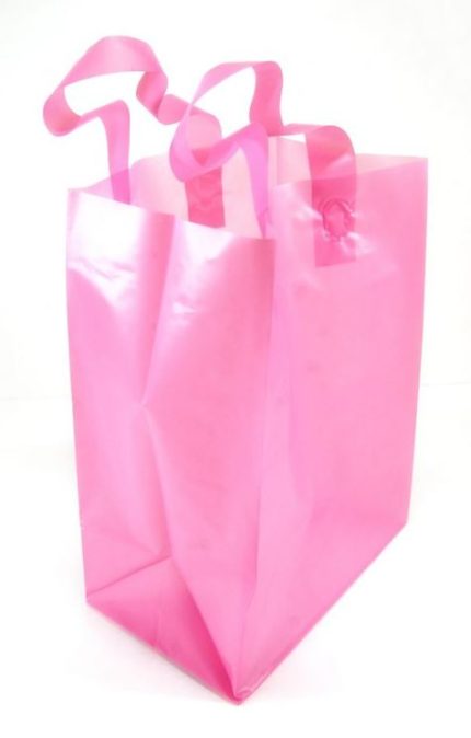 FROSTED BAG WITH HANDLE 8X10 PINK