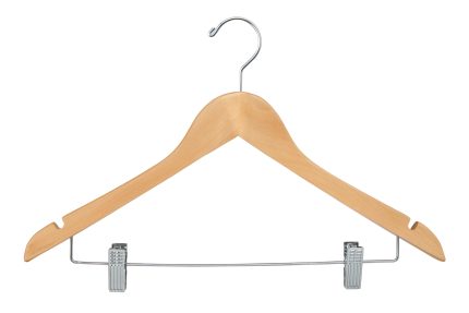 FLAT WOODEN COMBINATION HANGER 17" MAPLE