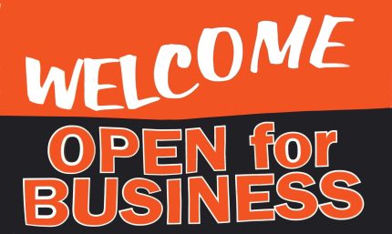 WELCOME OPEN FOR BUSINESS BANNER