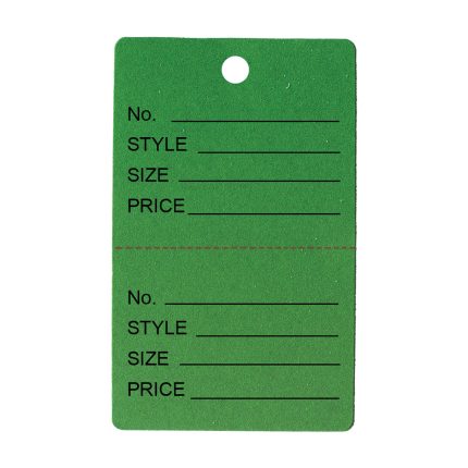 LARGE DARK GREEN UNSTRUNG 2 PART TAG